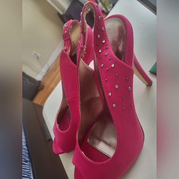 SPRING open toe heels -.Fuschia.Pink -Size 40/9 - Picture 5 of 7